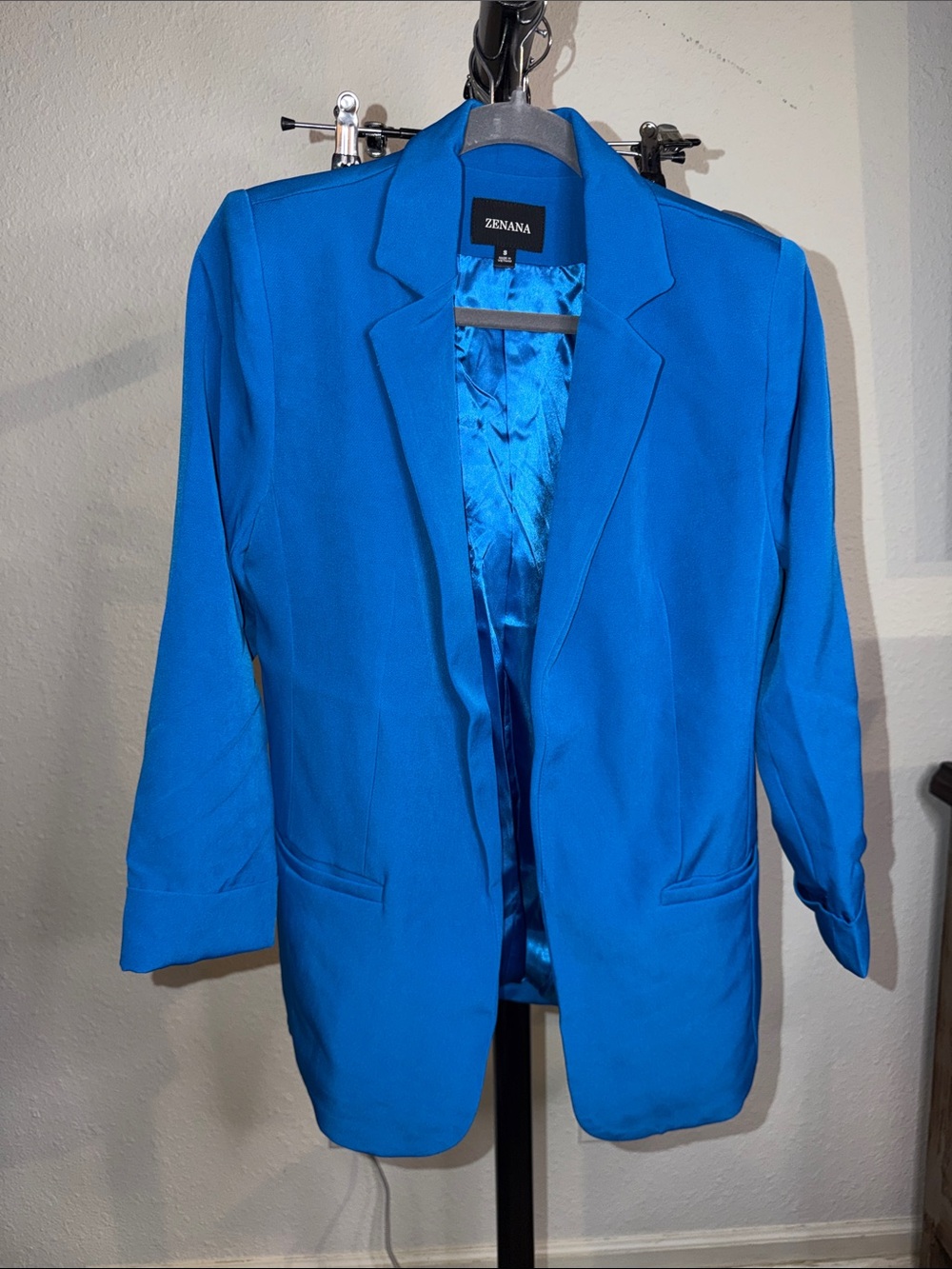 Zenana Outfitters Electric Blue Open-Front Blazer